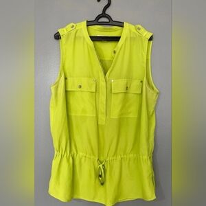 Michael Kors Green Sleeveless Tunic with Mandarin Collar